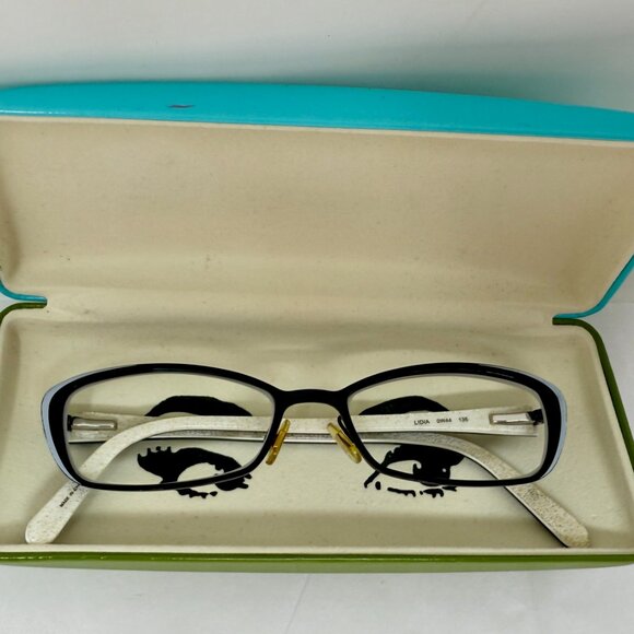 Kate Spade Lidia OW44 Eyeglass Frames – Black Front with White & Gold Fleck Arms - Picture 9 of 11